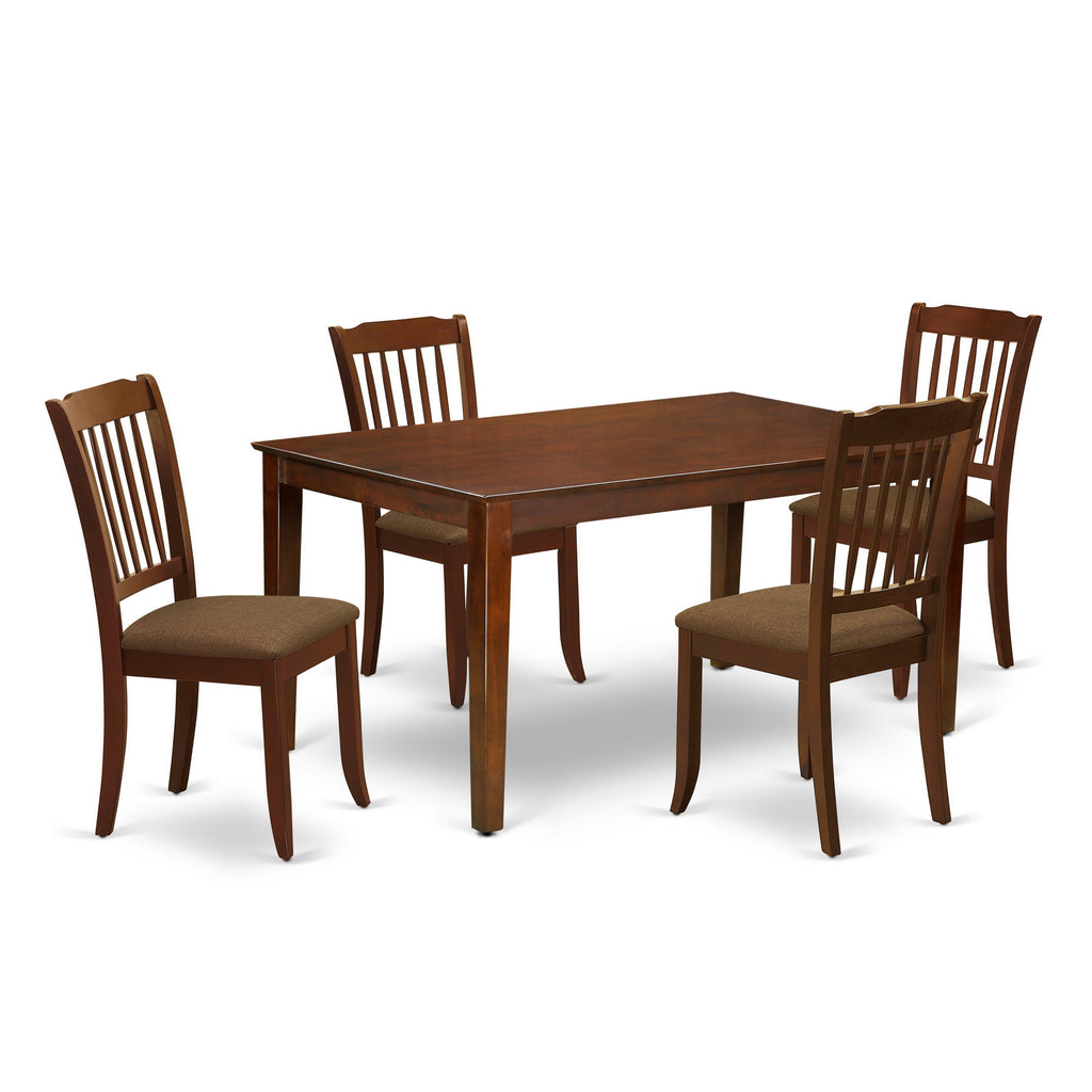 CADA5-M8Z-8 Elegant Mahogany 5-Piece Dining Ensemble with Table & Upholstered Chairs for Four