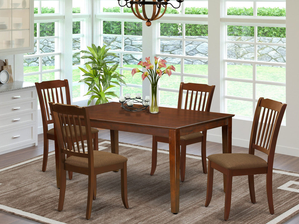 CADA5-M8Z-8 Elegant Mahogany 5-Piece Dining Ensemble with Table & Upholstered Chairs for Four