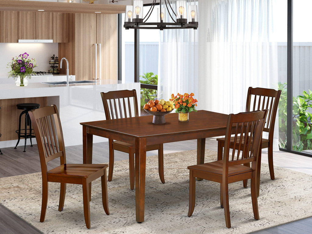 CADA5-DO6-5 Dining Ensemble Elegant 5-Piece Table Set with Rectangular Table and 4 Chairs, Mahogany Finish
