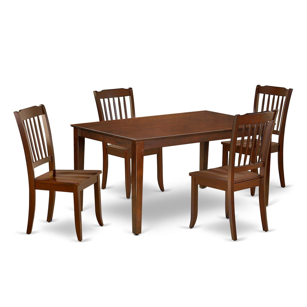 CADA5-DO6-5 Dining Ensemble Elegant 5-Piece Table Set with Rectangular Table and 4 Chairs, Mahogany Finish