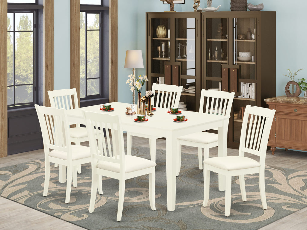 CADA7-C4E-M Luxurious 7-Piece Dining Ensemble featuring Rectangular Table & Six Chairs Set, Elegant Linen Finish