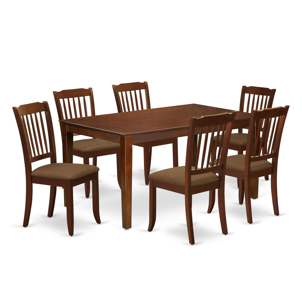 CADA7-CBG-6 7-Piece Set with Rectangular Table and Upholstered Chairs for Dining, 36x60 Finish