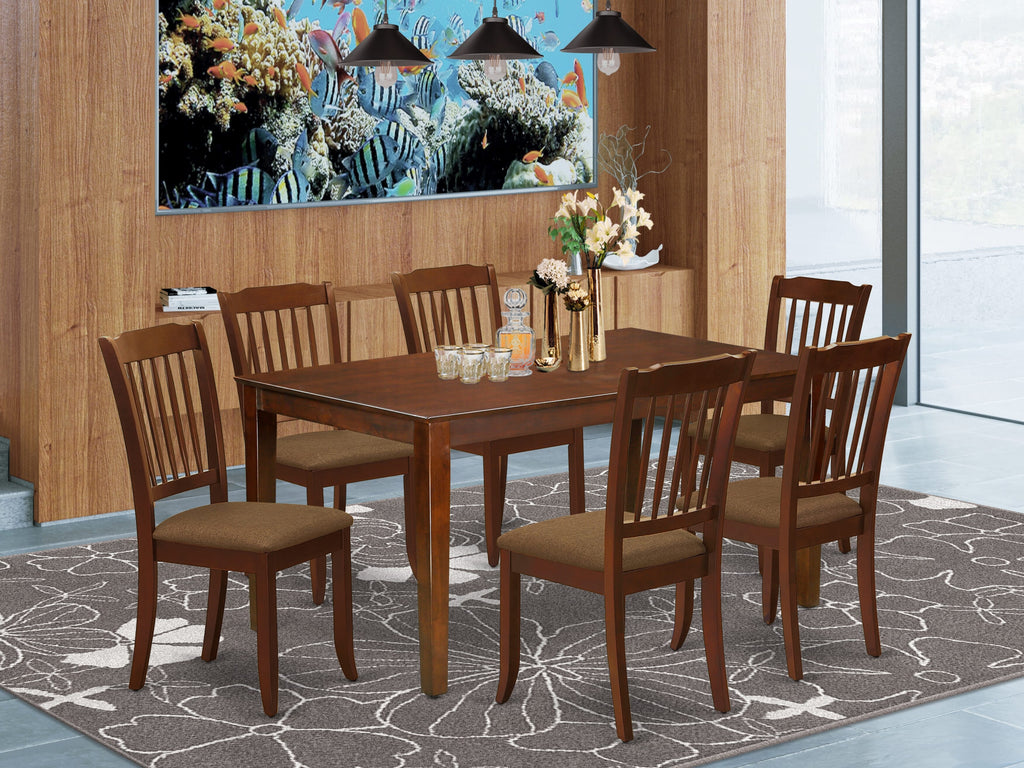 CADA7-CBG-6 7-Piece Set with Rectangular Table and Upholstered Chairs for Dining, 36x60 Finish