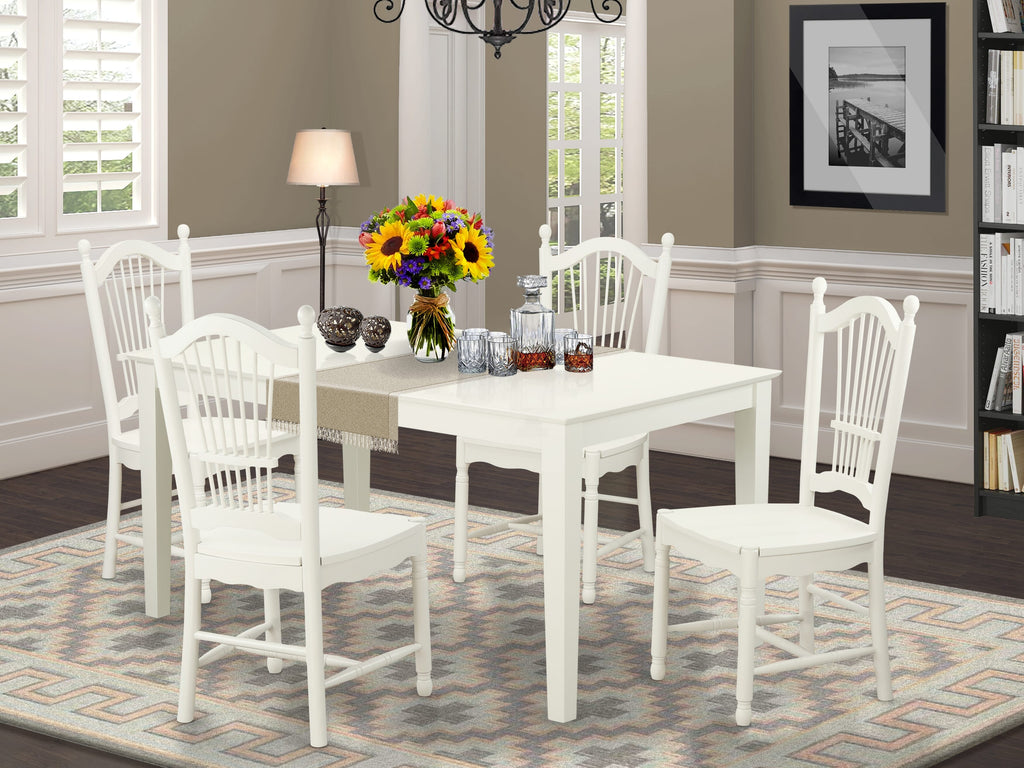 CADO5-628-6 Graceful 5-Piece Set Rectangular Table with Four Elegant Chairs, 36x60 in Ivory Hue