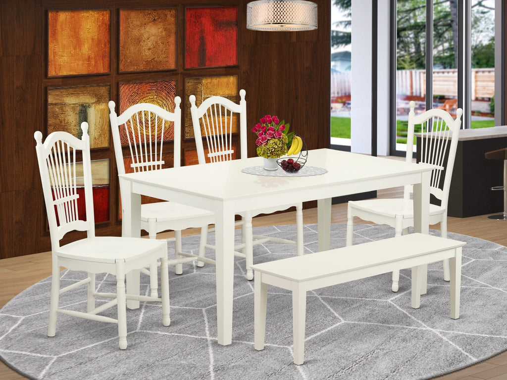 CADO6-ROD-5 6-Piece Contemporary Rectangular Dining Set with Table, 4 Chairs & Bench, 36x60