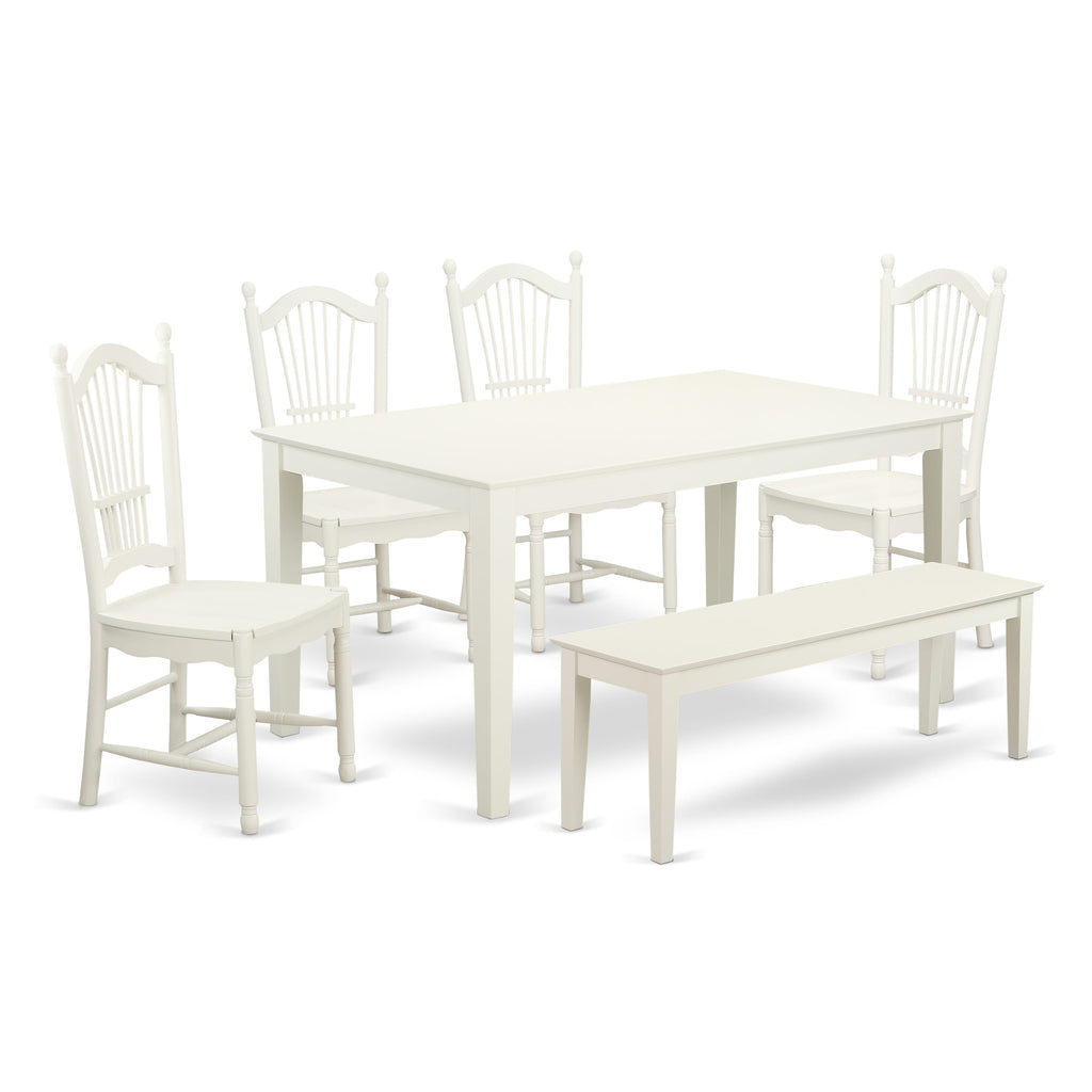 CADO6-ROD-5 6-Piece Contemporary Rectangular Dining Set with Table, 4 Chairs & Bench, 36x60