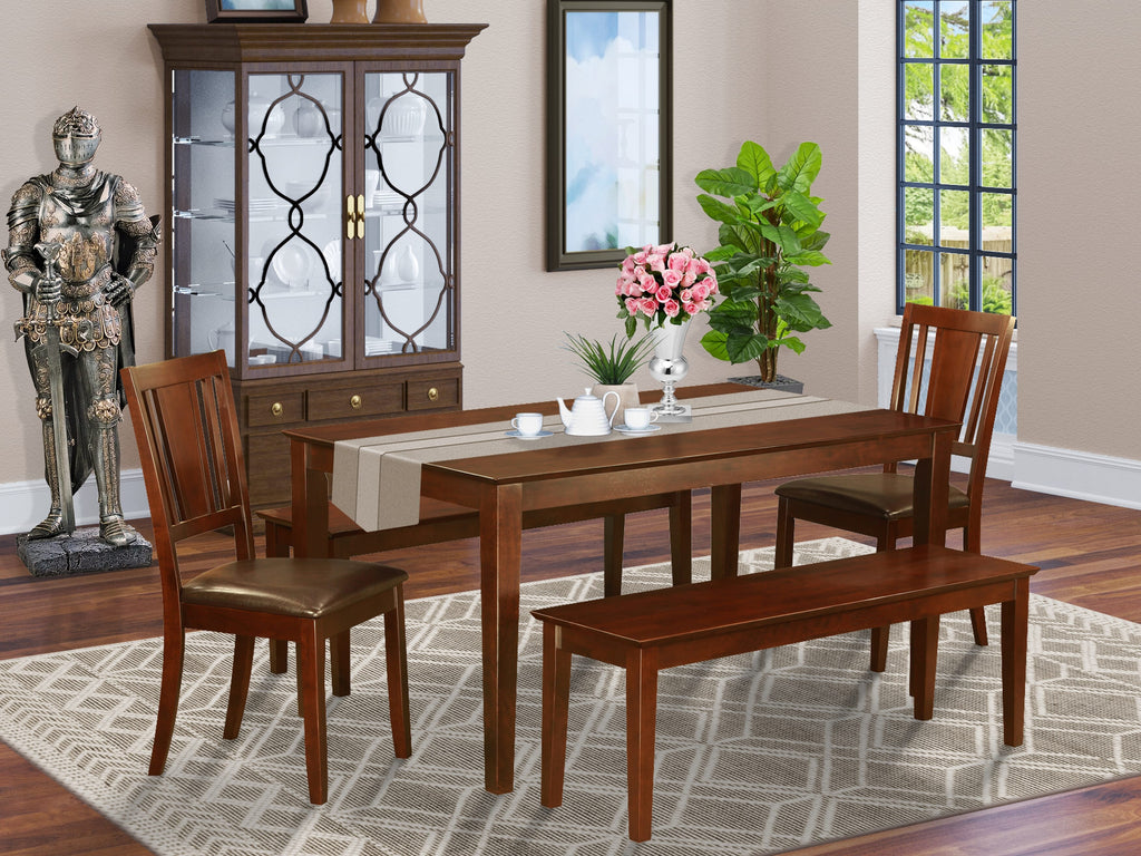 Innovative Dining Set  CADU5T-K87-FO Featuring a Modern Rectangular Table, Stylish Chairs & Benches