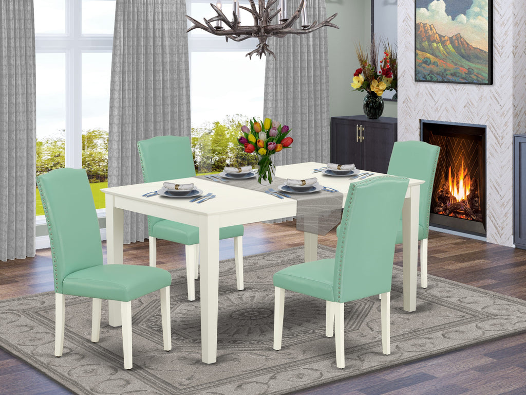 CAEN5-ZGD-5L 5-Piece Dining Set With Rectangular Table & 4 Faux Leather Chairs, 36x60, Linen White