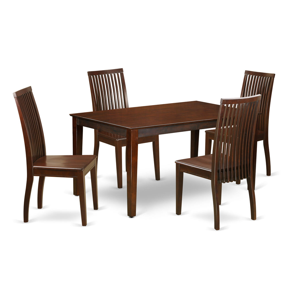 CAIP5-NST-J Elegant 5 Piece Dining Set with Rectangular Table & 4 Comfortable Chairs, Rich Mahogany Wood Finish
