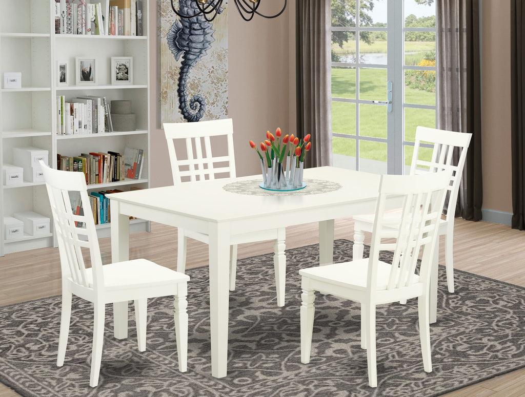 CALG5-B7P-0 Dining Set 5-Piece Modern Ensemble with Rectangle Table & 4 Stylish Kitchen Chairs, 36x60 in, White Finish