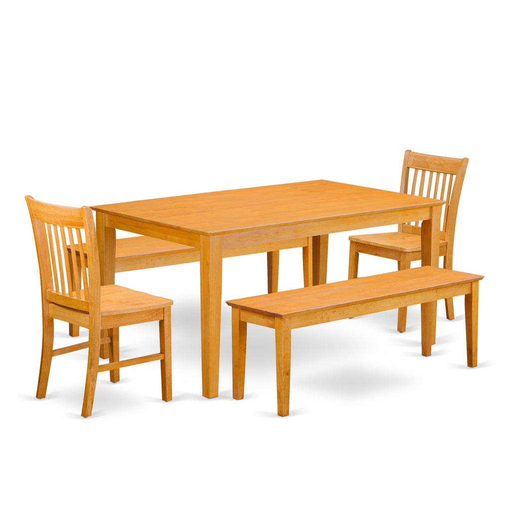 CANO5C-R6U-N 5-Piece Rectangular Dining Set with Benches and Chairs in Classic Oak Finish, 36x60