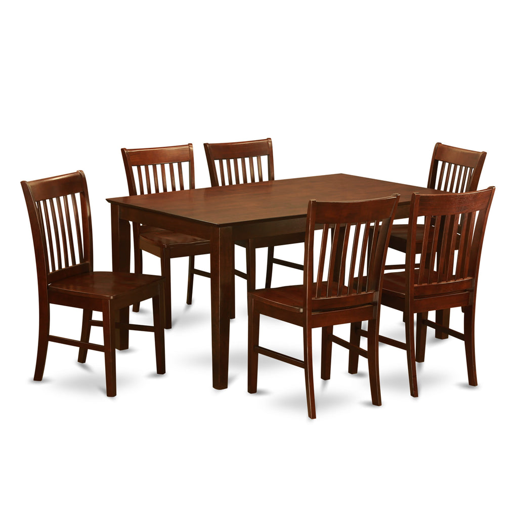 CANO7-3BZ-Z 7 Pc Dining Ensemble with Rectangular Table & 6 Chairs, 36x60 in, Dark Mahogany Finish