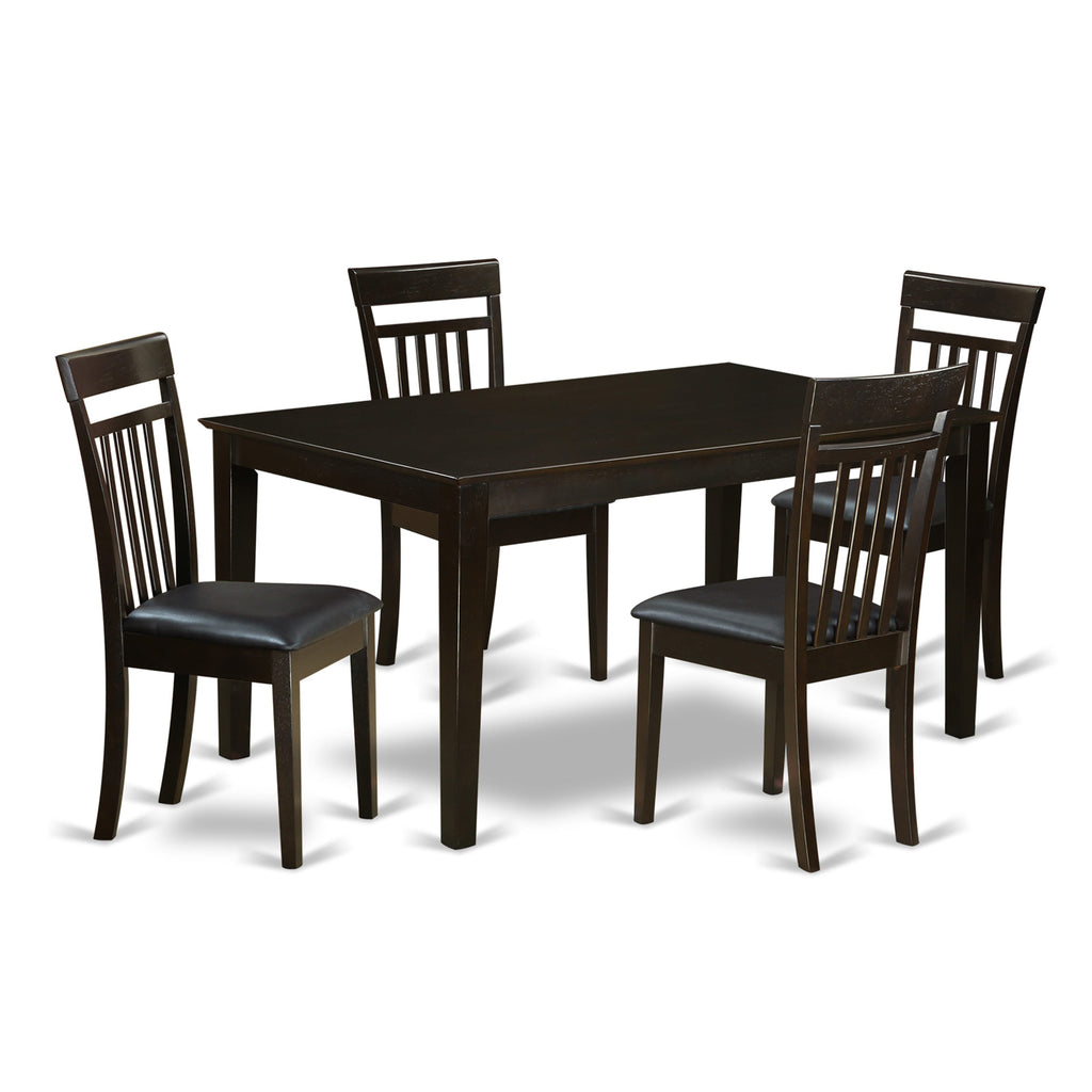 CAP5S-7YS-CY 5-Piece Dining Ensemble Set with Rectangle Table & 4 Luxe Faux Leather Kitchen Chairs