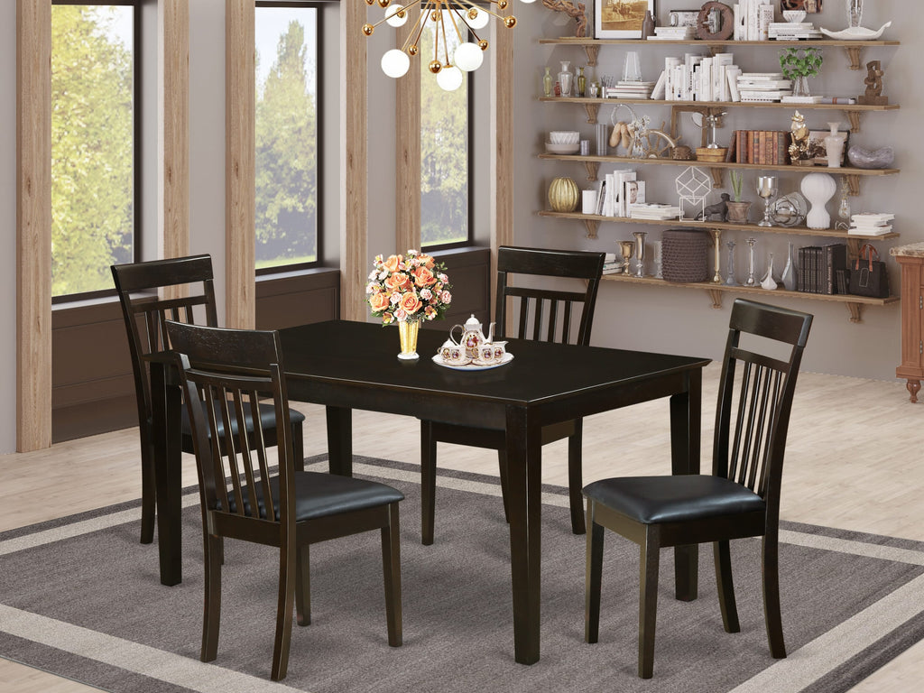CAP5S-7YS-CY 5-Piece Dining Ensemble Set with Rectangle Table & 4 Luxe Faux Leather Kitchen Chairs