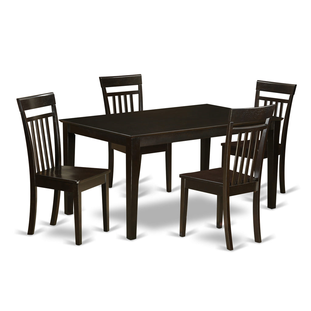 CAP5S-40L-P Dining Set for 4 with Rectangular Table and 4 Chairs - Cappuccino Finish, 36x60 Inches