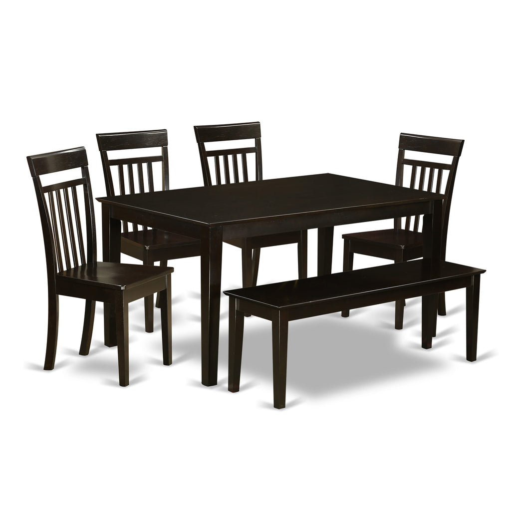 CAP6S-LXD-Z 6-Piece Dining Ensemble with Rectangular Table, Chairs & Bench in Rich Cappuccino Finish