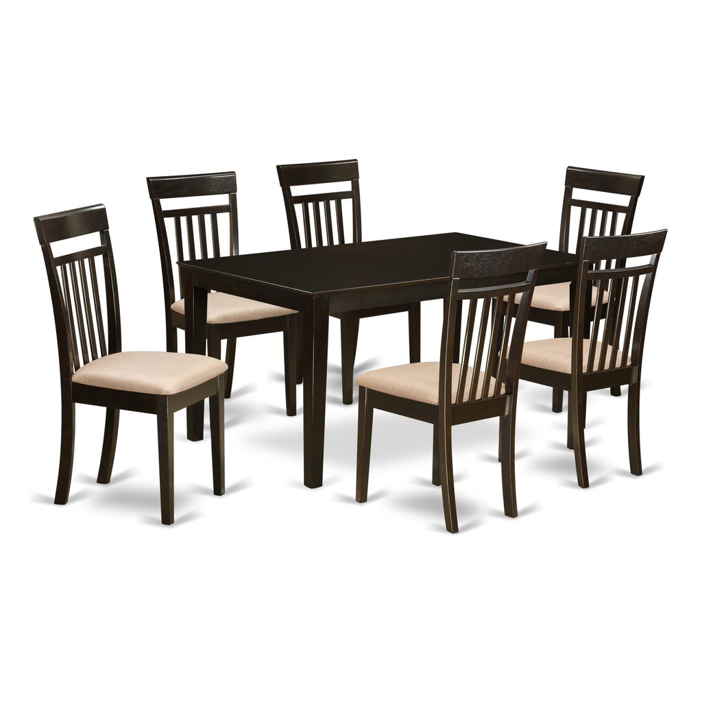 CAP7S-PMS-3 Elegant 7-Piece Dining Collection with Rectangle Table and Six Cushioned Chairs, Cappuccino Hue, 36x60