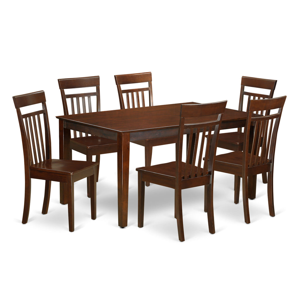 Mahogany 7-Piece Dining Room Set with a 36x60 Inch Rectangular Table and 6 Chairs - CAP7S-60J-0