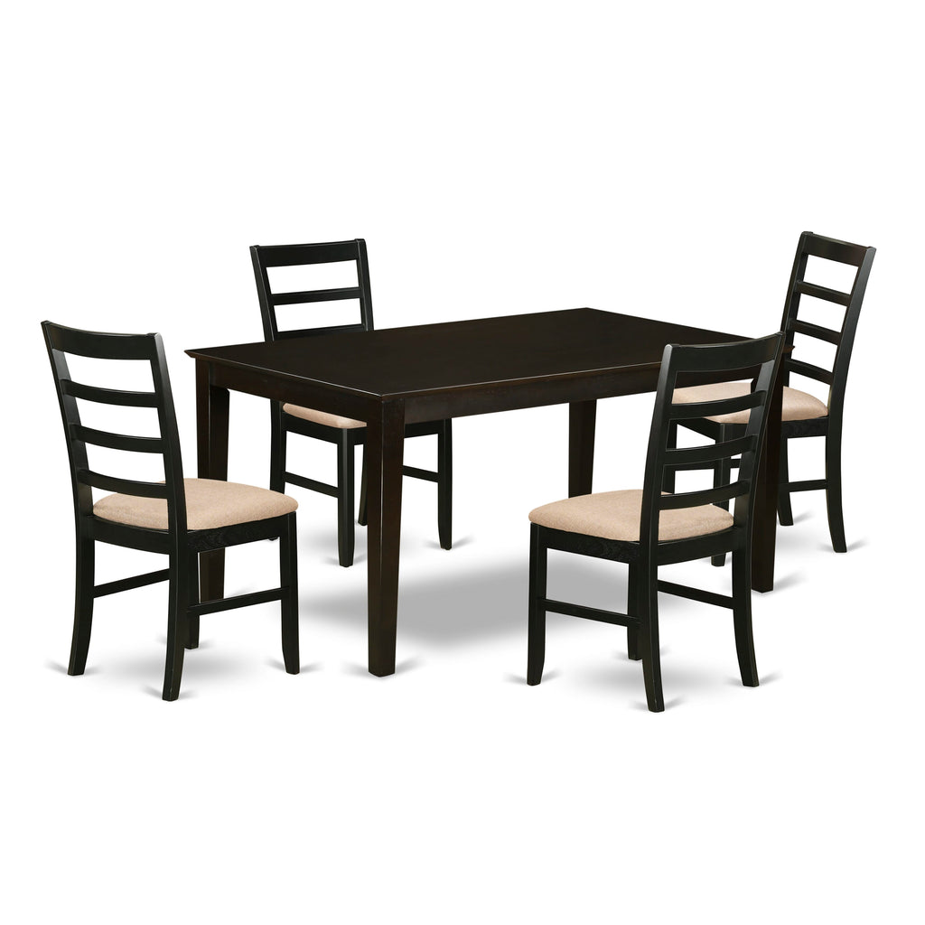 Deluxe Dining Set CAPF5-LJD-Z Rectangular Table & 4 Upholstered Chairs, Linen Fabric, 36x60