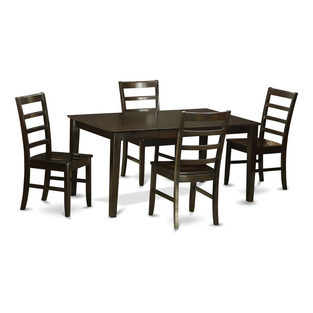 CAPF5-E54-3 Rectangle Dining Table Set with 4 Seating, Cappuccino Finish, 36x60in