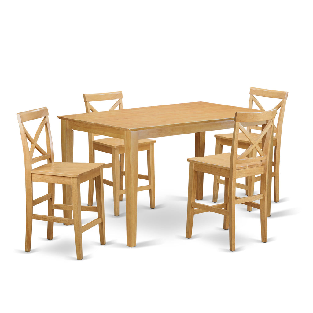 Contemporary Pub Set CAPU5G-JBS-R 5-Piece Counter Height Collection with Table and 4 Chairs in Oak Finish