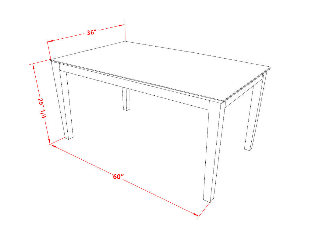 CAAN5C-0UT-B Elegant 5 Piece Set with Rectangular Table, Four Seating Options, 36x60 Inches, Oak Finish