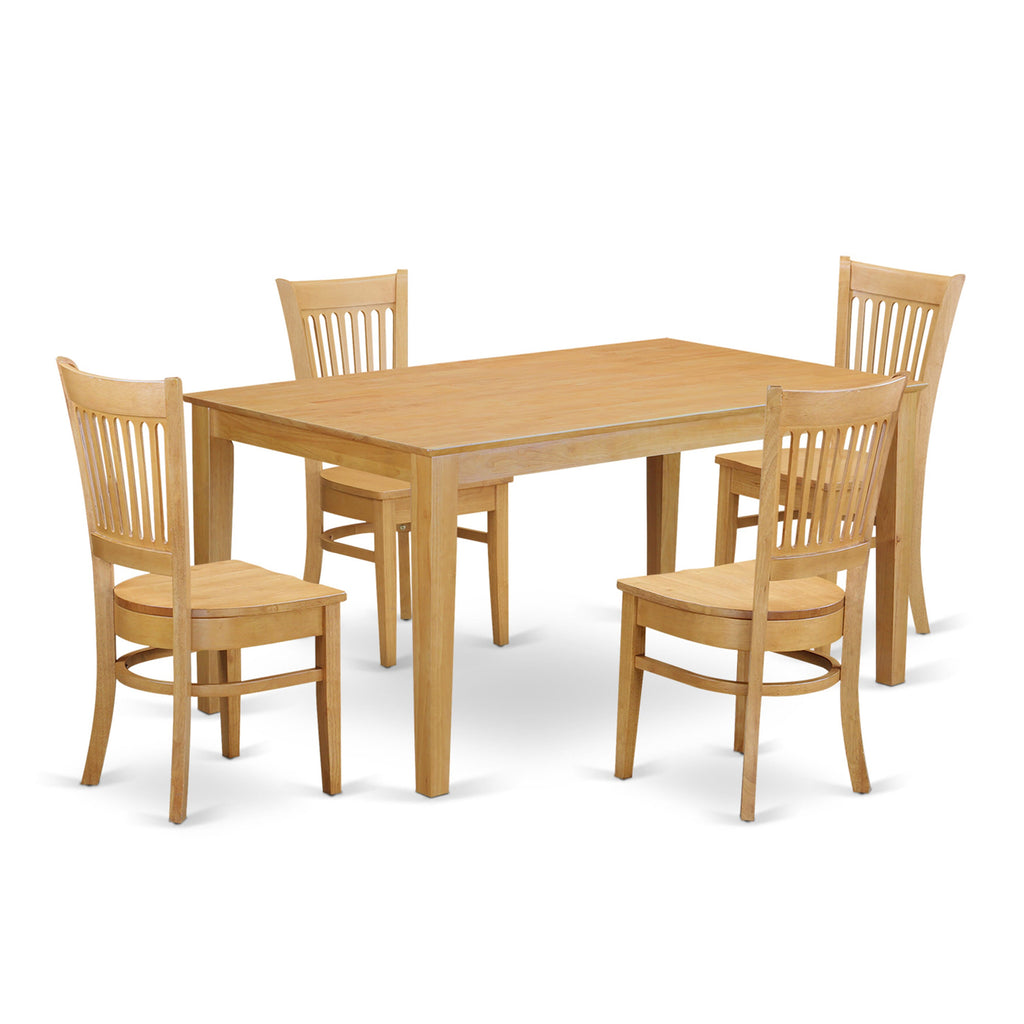 CAVA5-72B-9 Coordinated Dining Ensemble 5 Piece Set Featuring Rectangular Table & 4 Chairs in Oak Finish