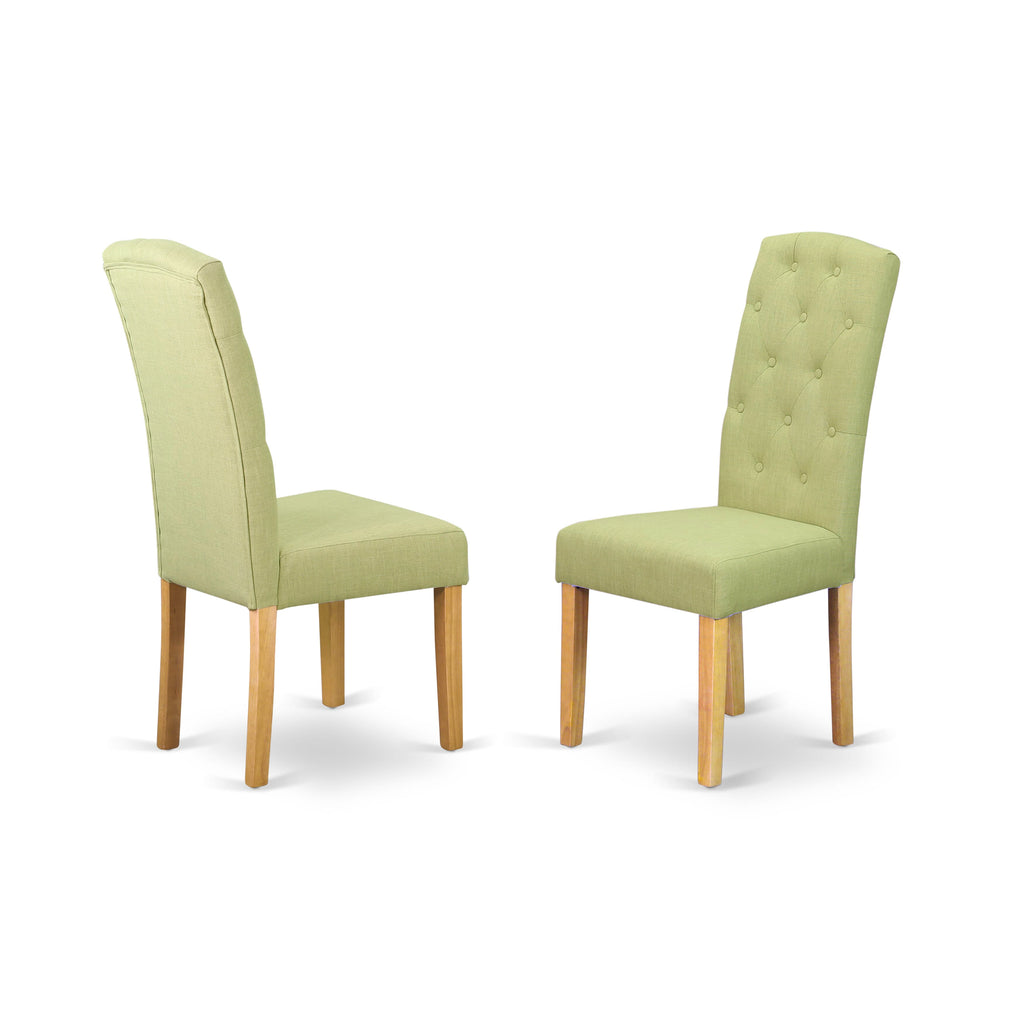 AVCE7-ZY1-9A Dining Ensemble 7-Piece Set with Oval Butterfly Leaf Table & 6 Parson Chairs in Limelight Upholstery