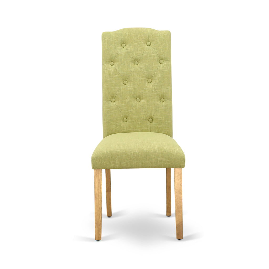 CEP4TNO Luminary Parson Dining Chairs Set, Button-Tufted Linen Fabric Upholstery in Vibrant Oak Finish, Pair