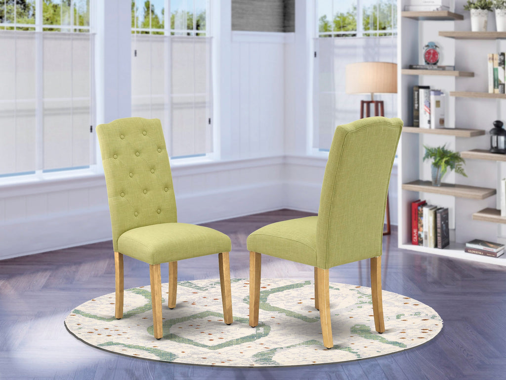 CEP4TNO Luminary Parson Dining Chairs Set, Button-Tufted Linen Fabric Upholstery in Vibrant Oak Finish, Pair