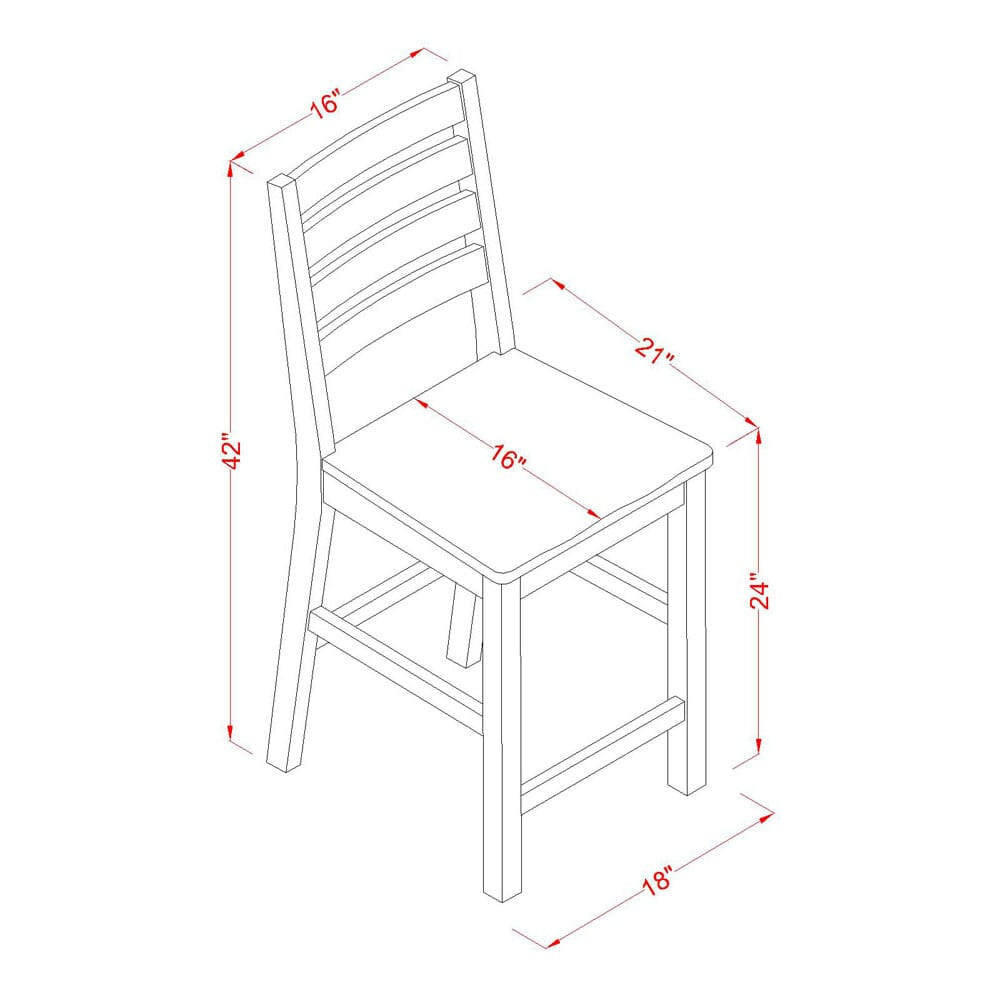 CACF7C-NDO-O 7 Piece Counter Height Pub Dining Assembly with Rectangular Table and 6 Oak Chairs, 36x60