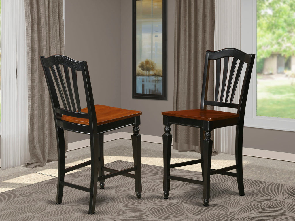 CHS-B26-M Elevated Dining Chairs Set in Rich Cherry and Black Finish with Slatted Backs for Two