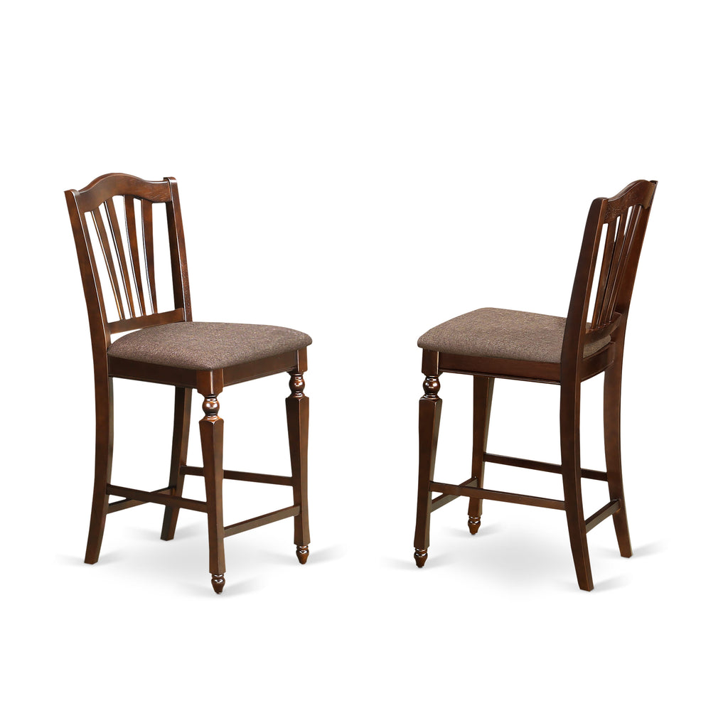YACH3-I1X-0 Charming 3-Piece Counter Collection for Cozy Corners with Table & Pair of Upholstered Seats in Rich Brown Finish