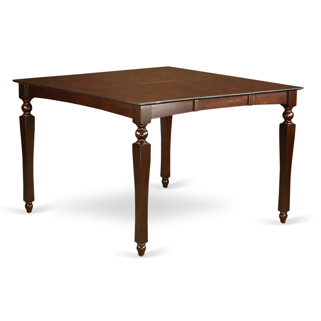 CHEL7-RUO-J Mahogany 54” Square Counter Dining Table Set with 6 Chairs, 7-Piece Design and Butterfly Leaf