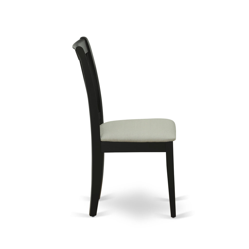 CLC-BD1-I Elegant Clarksville Pair of Linen Fabric Upholstered Dining Wood Chairs in Black Finish