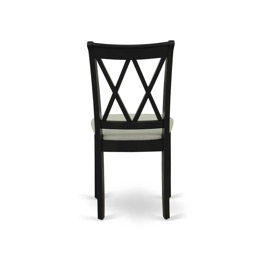 WECL5-2ML-3 5-Piece Table Set with Rectangle Extendable Table & Upholstered Chairs in Chic Black