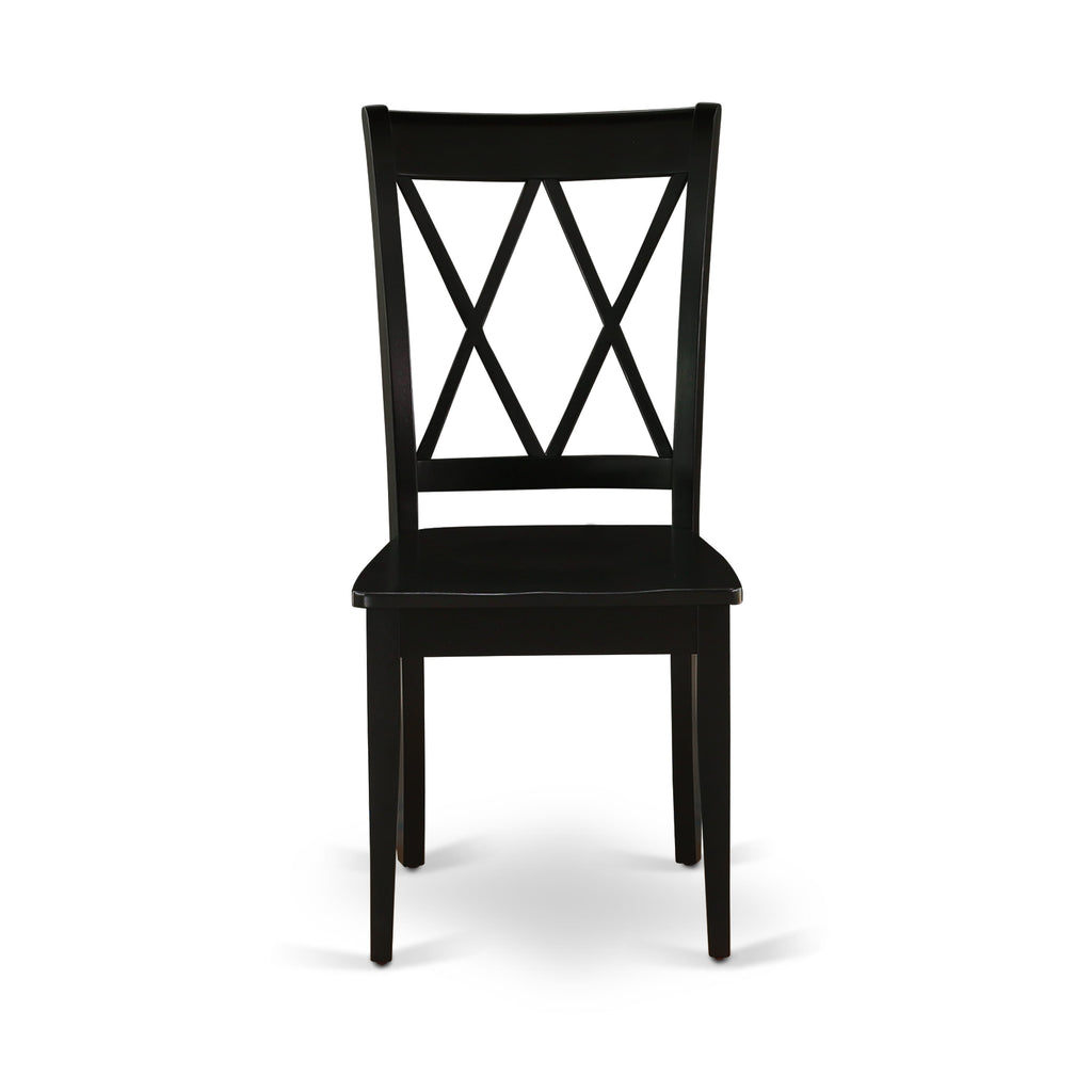 CLC-BGD-N Elegant Dining Set Double Cross Back Chairs with Wooden Seats in Midnight Hue, Pair