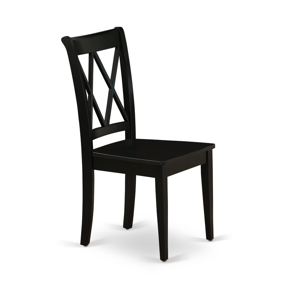 CLC-BGD-N Elegant Dining Set Double Cross Back Chairs with Wooden Seats in Midnight Hue, Pair