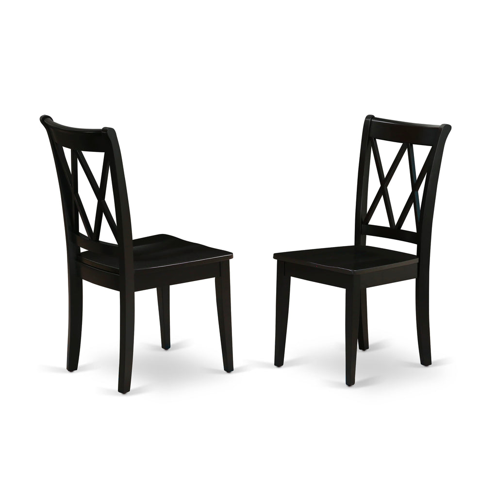 CLC-BGD-N Elegant Dining Set Double Cross Back Chairs with Wooden Seats in Midnight Hue, Pair