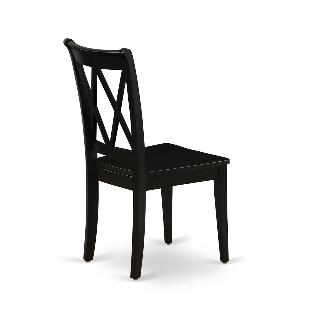 CLC-BGD-N Elegant Dining Set Double Cross Back Chairs with Wooden Seats in Midnight Hue, Pair