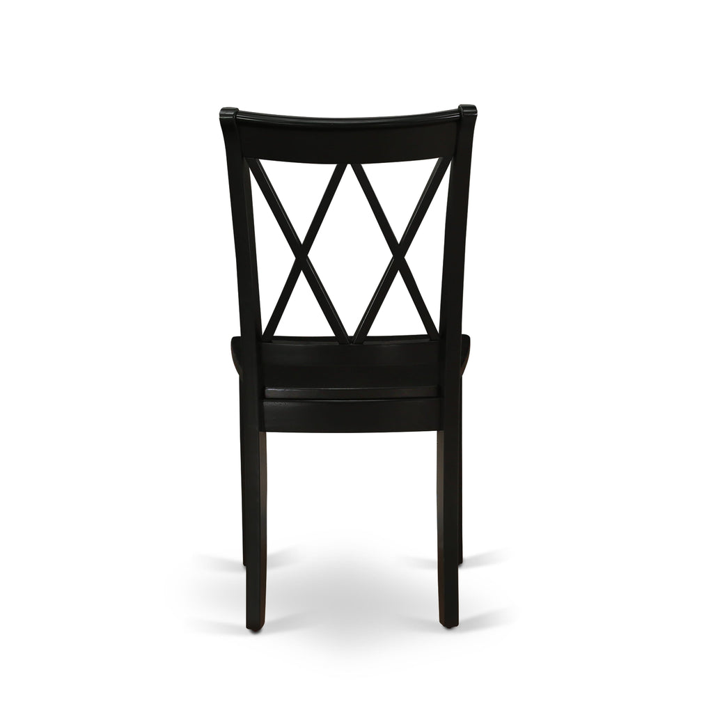 CLC-BGD-N Elegant Dining Set Double Cross Back Chairs with Wooden Seats in Midnight Hue, Pair