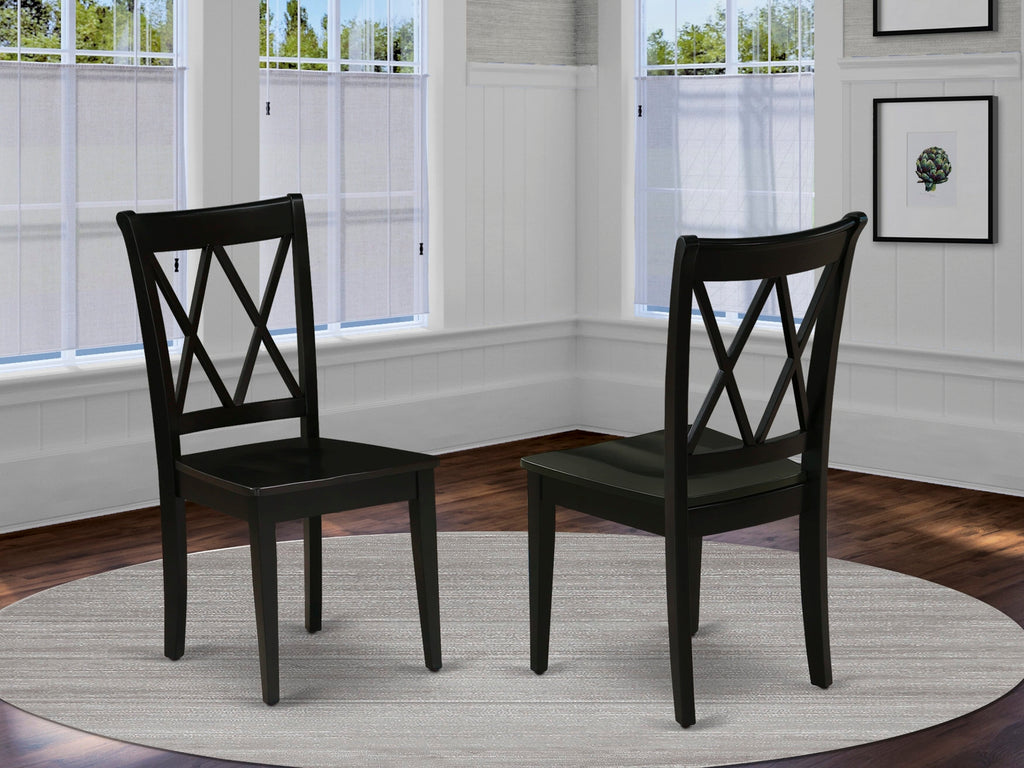CLC-BGD-N Elegant Dining Set Double Cross Back Chairs with Wooden Seats in Midnight Hue, Pair