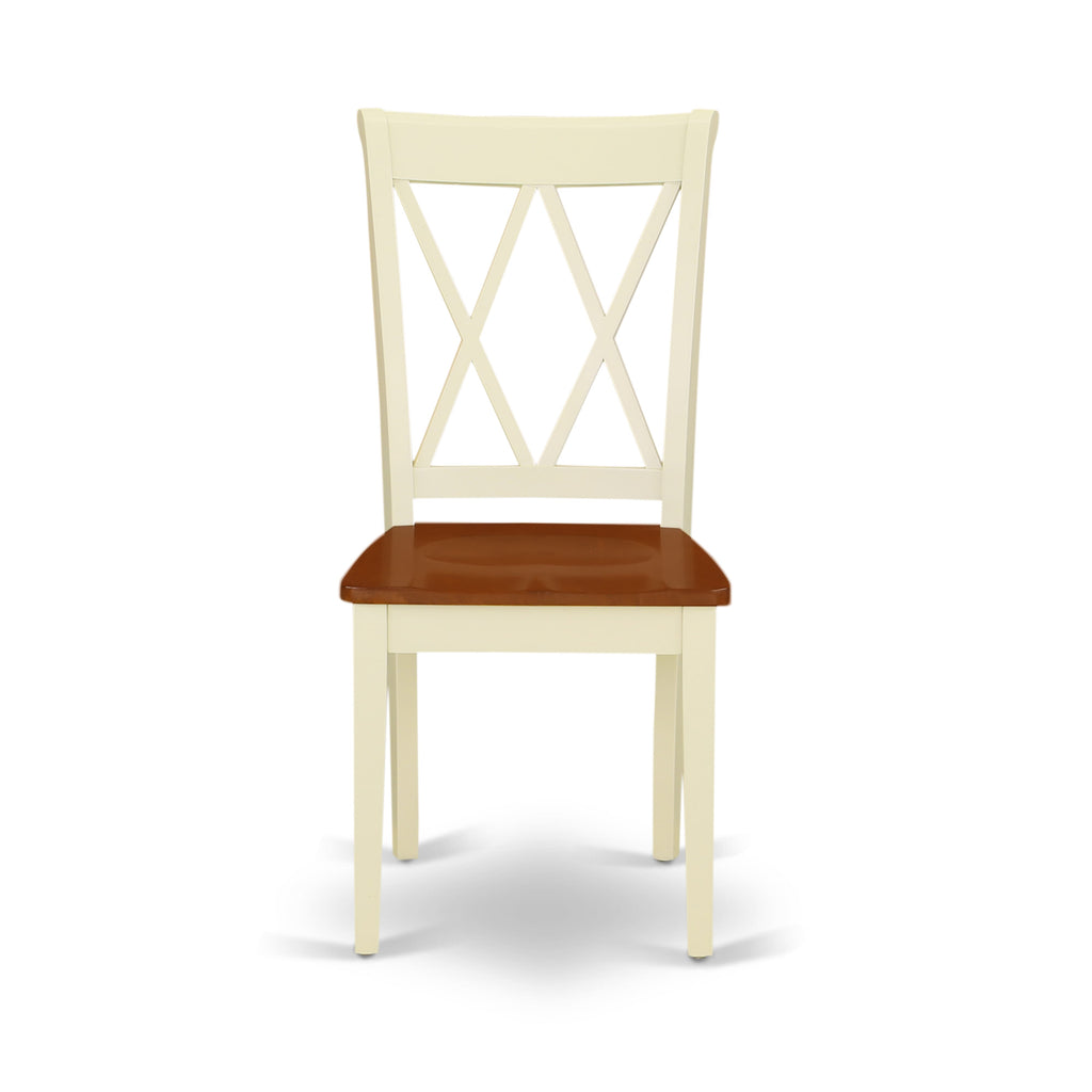 CLC-BRI-T Clarksville Dining Chairs - Double Cross Design with Wooden Seats, Set of 2 in Buttermilk Cherry