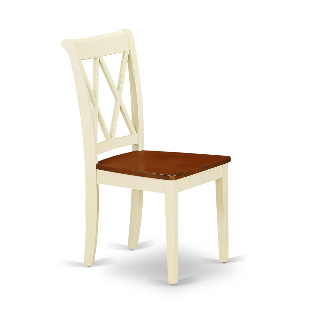 CLC-BRI-T Clarksville Dining Chairs - Double Cross Design with Wooden Seats, Set of 2 in Buttermilk Cherry