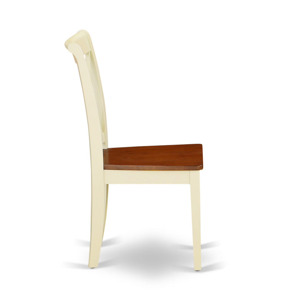 CLC-BRI-T Clarksville Dining Chairs - Double Cross Design with Wooden Seats, Set of 2 in Buttermilk Cherry