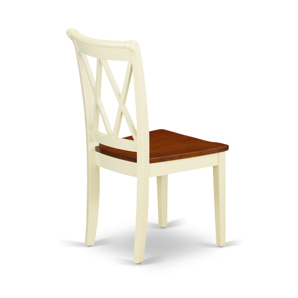 CLC-BRI-T Clarksville Dining Chairs - Double Cross Design with Wooden Seats, Set of 2 in Buttermilk Cherry