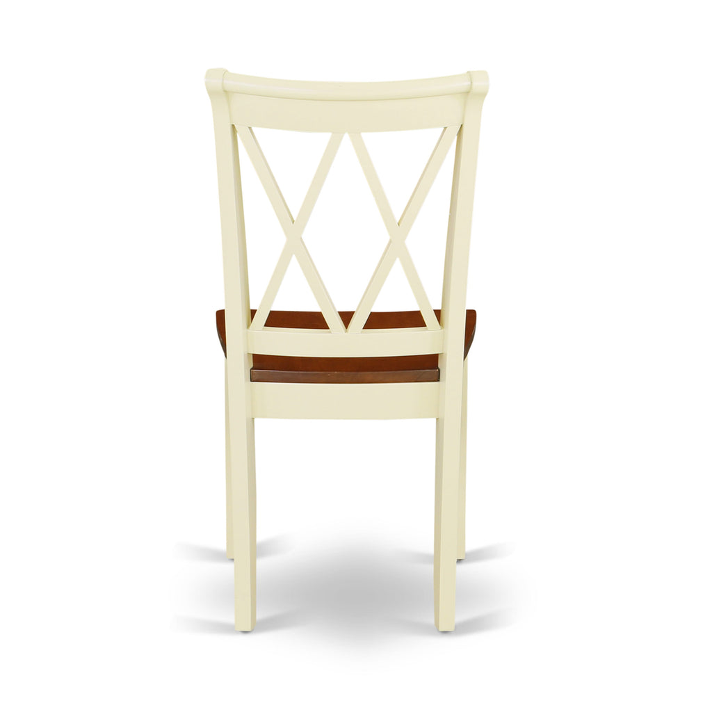 CLC-BRI-T Clarksville Dining Chairs - Double Cross Design with Wooden Seats, Set of 2 in Buttermilk Cherry