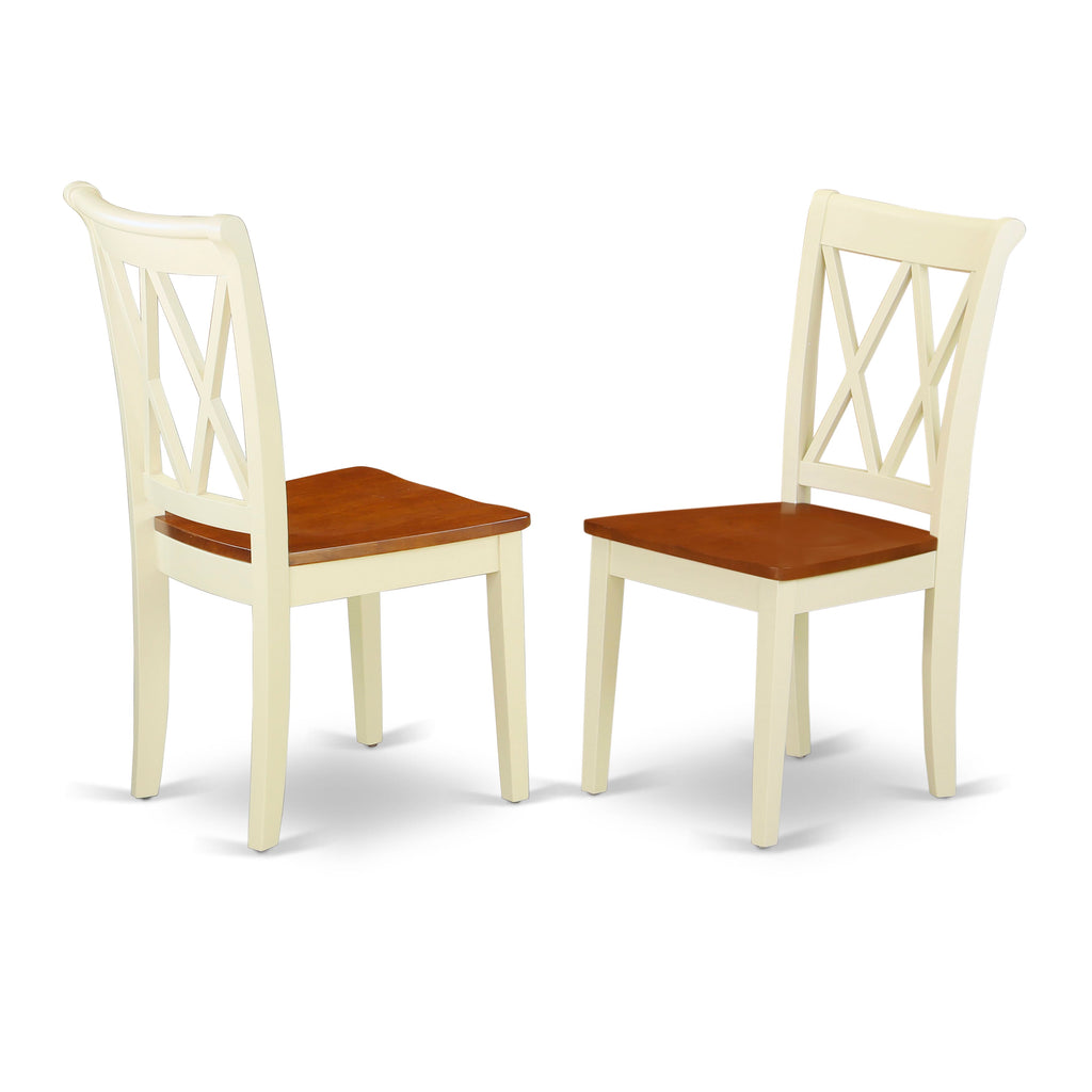 NICL6-U3Z-T Dining Set for 6 Rectangle Table with Butterfly Leaf, 4 Chairs & Bench in Buttermilk & Cherry