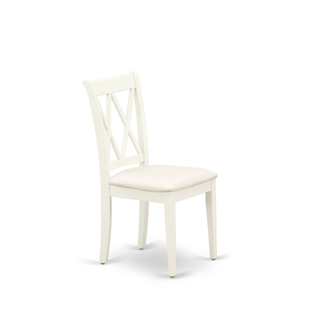 ANCL3-5D3-H Chic 3-Piece Bistro Set with Pedestal Table and Two Upholstered Chairs in Linen White, Ideal for Cozy Nooks