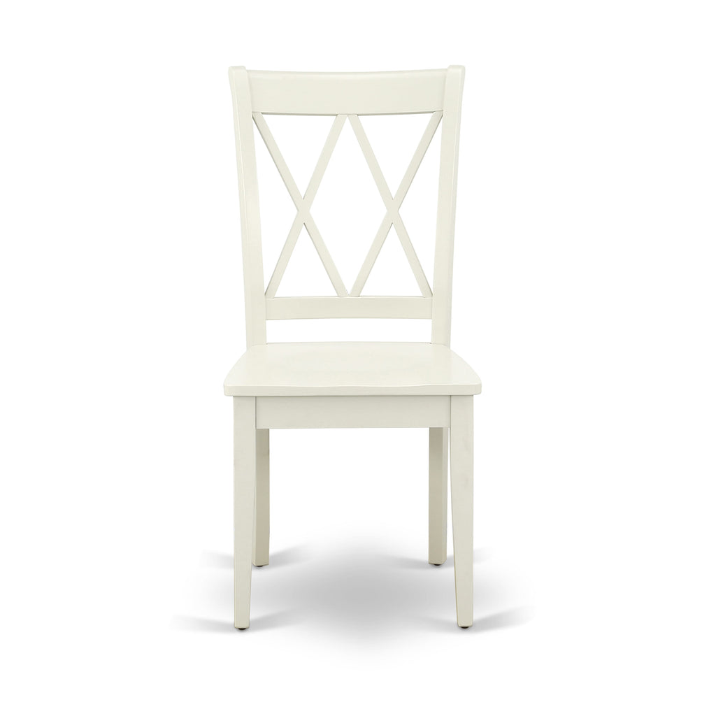 Discover Chic Seating with CLC-L66-B Double Cross Back Dining Wood Chairs, Set of 2 in Elegant Linen White